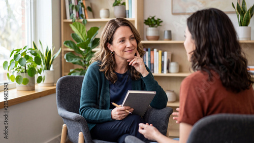 Professional therapist listening to a patient during a supportive mental health counseling session