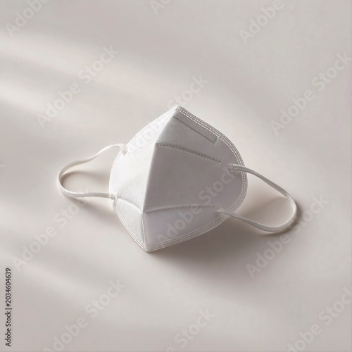  White Protective Face Mask With Soft Natural Shadow, Minimal Healthcare Safety Background