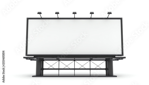 Black billboard with blank ad poster space isolated on white background