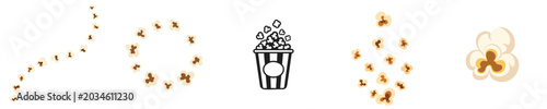 Tableau sur toile Popcorn Snack Cinema Flat Design Food Vector Illustration Bundle
