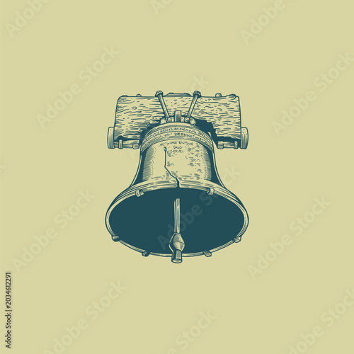 Tableau sur toile High-quality vector illustration of a liberty bell with vintage engraved style