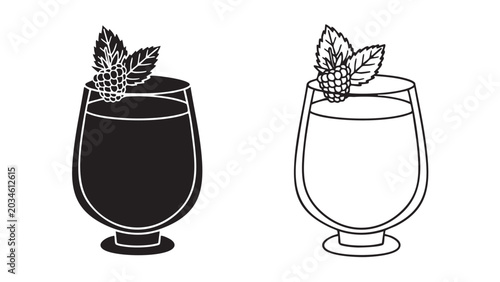 Quadro su tela Refreshing Summer Drinks with Straws and Cherries coloring book style vector ico