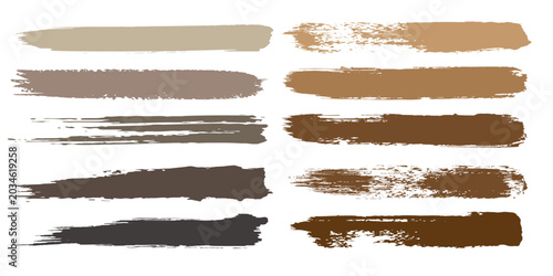 Schilderij op canvas A collection of brush strokes with varying artistic styles, arranged vertically