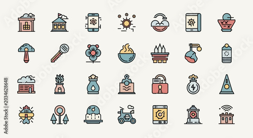 Colorful icon set design illustrations