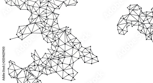 Tableau sur toile Abstract network of interconnected dots and lines, geometric pattern, white back
