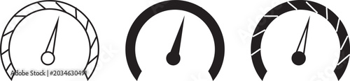 Speedometer Gauge Icon Set with Needle Indicator Flat Vector Illustration