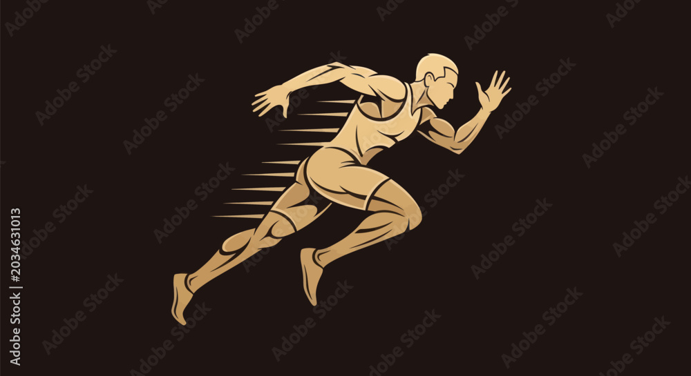Obraz premium Runner silhouette on black background