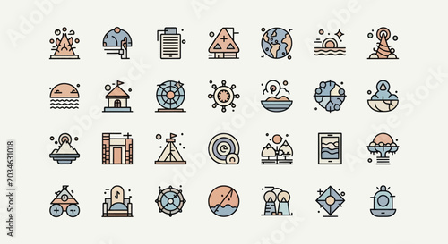 Colorful icon set illustrating various concepts