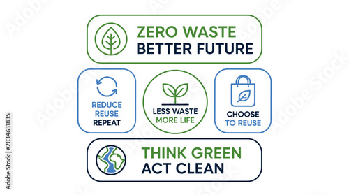 Zero Waste Lifestyle Concept Illustrated By Eco Icons.