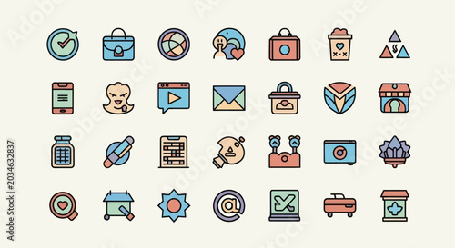 Colorful icon set on light background