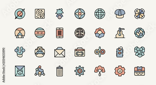 Colorful icon set on light background