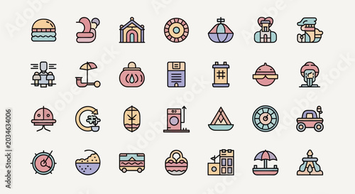 Colorful icon set on light background