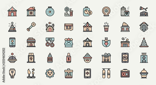 Colorful icon set on light background