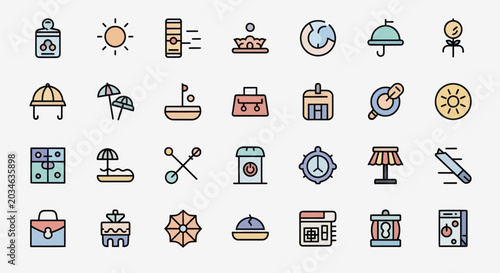 Colorful icon set on white background