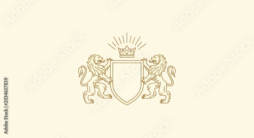 Tableau sur toile Elegant Royal Crest with Crown and Lions.
