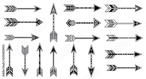 Foto Bohemian Arrow Set - Tribal Design Elements, Hand Drawn Vector Illustrations