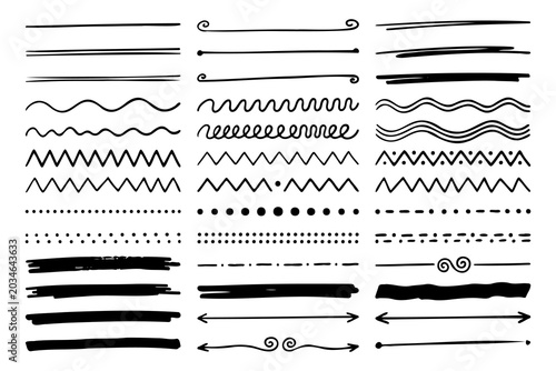 Huge Collection Of Hand Drawn Doodle Dividers Borders And Brush Strokes