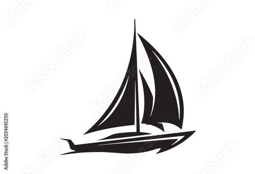 Minimal sailboat silhouette. Sailing ship vector illustration.