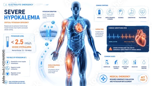 Severe Hypokalemia Emergency Medical Infographic Vector Illustration