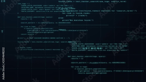 Hacker debugging secure data mysterious programming code screen