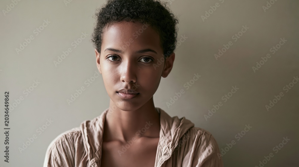 Obraz premium Family Caregiver Burnout Young Black Woman Window