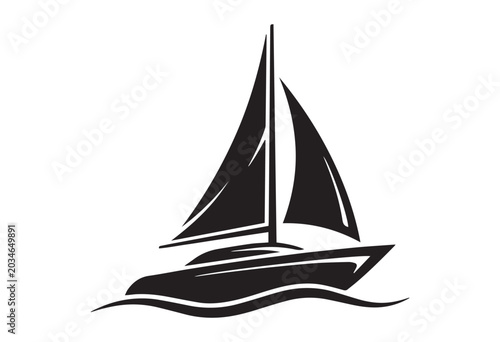 Minimal sailboat silhouette. Sailing ship vector illustration.