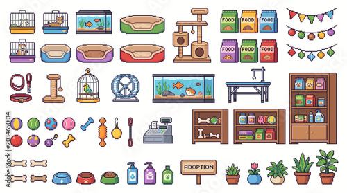 8 Bit Pet Shop Pixel Art Collection Cute Retro Game Sprites