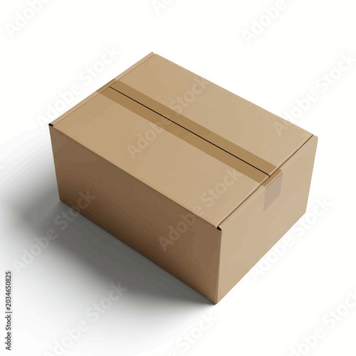 Sealed brown cardboard shipping box from top view