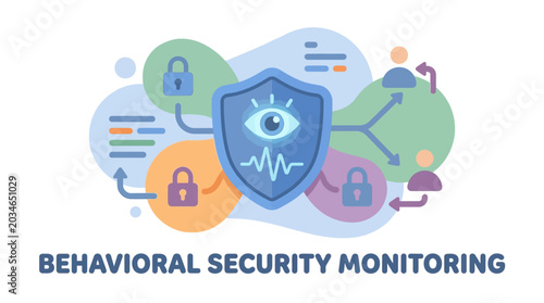 Tableau sur toile Security monitoring system with shield icon.