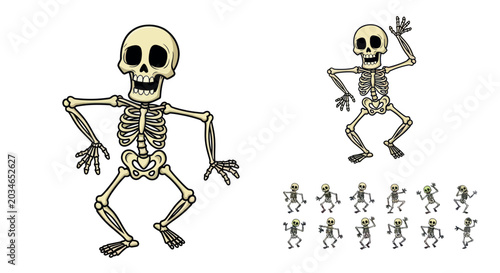 Bild auf Leinwand Dancing Skeletons Halloween Characters Animation Frames