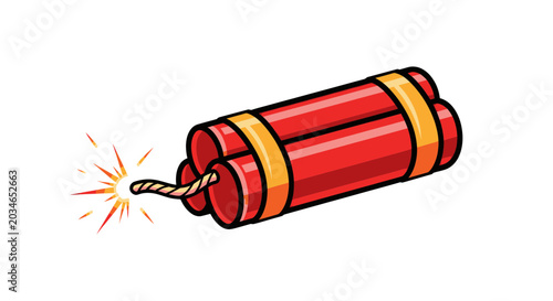 Cuadro en lienzo Explosive Dynamite Stick with Burning Fuse and Sparks