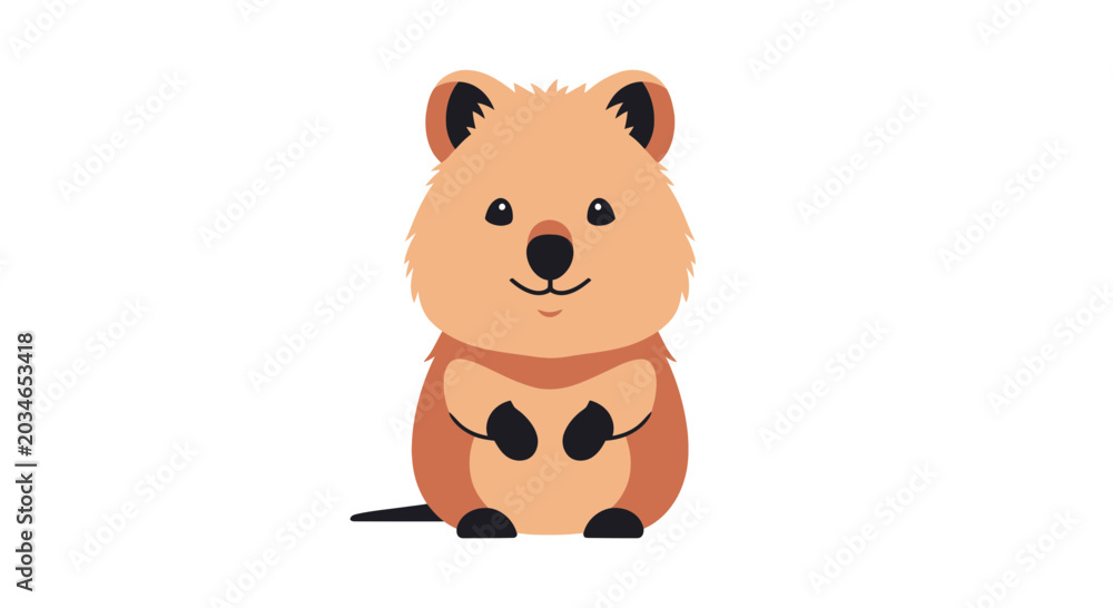 Φωτογραφία Cute Cartoon Quokka Smiling Face.