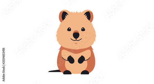 Valokuva Cute Cartoon Quokka Smiling Face.