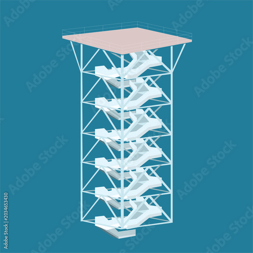 Foto Multi-story building with outdoor staircase and observation deck