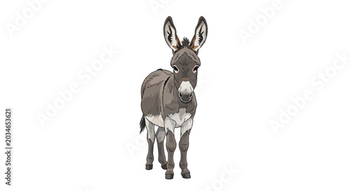 Bild auf Leinwand Donkey standing alone looking forward.