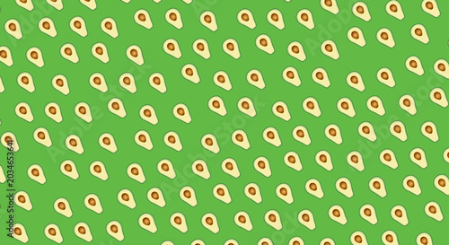 Avocado Seamless Pattern on Green Background Vector Illustration