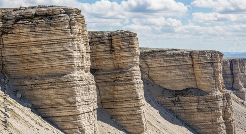 Sheer Limestone Cliffs Under a Cloudy Sky
