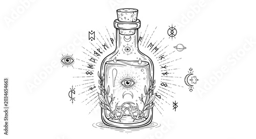 Tableau sur toile Magic potion bottle with eye.