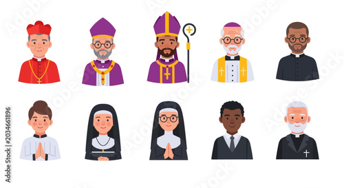 Obraz na płótnie Diverse Religious Clergy and Nuns, Diverse Representation