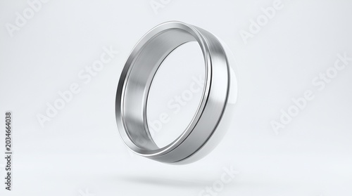 Minimalist silver wedding ring isolated on white background vector illustration