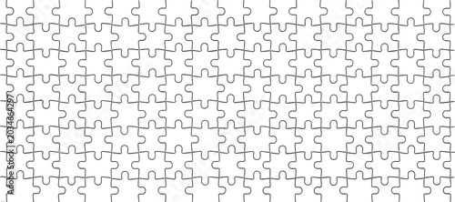 Blank jigsaw puzzle template layout, seamless background logic game details, abstract grid outline connection concept on isolated white background,