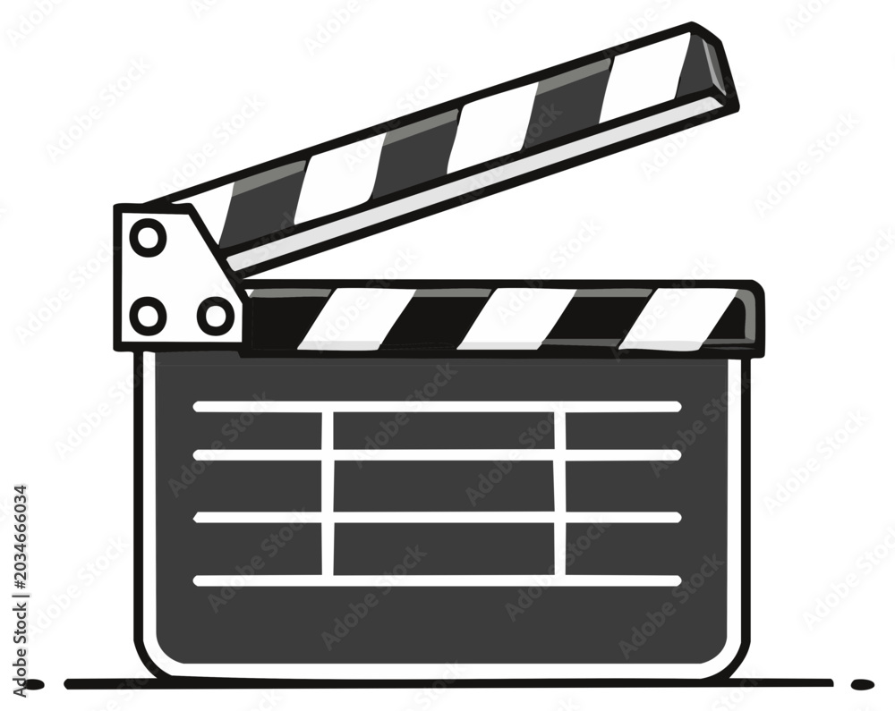 Fototapeta premium Illustrated film clapperboard icon for video production and filmmaking concepts