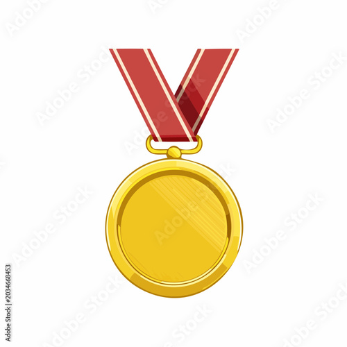 Gold Medal with Red Ribbon