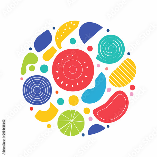 Abstract Colorful Geometric Shapes Circle Pattern