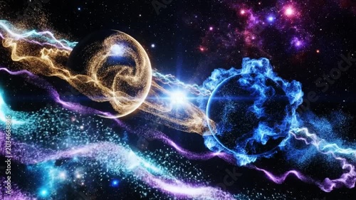 Dual Intelligent Particle Entities Orbiting Around Invisible Mirrored Axis