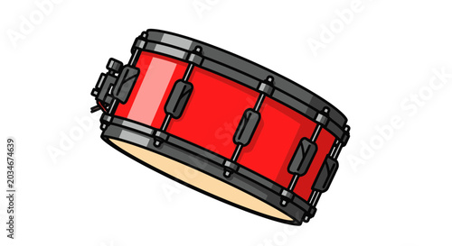 Foto Red Snare Drum Isolated on White Background - Music Instrument