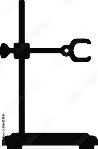 Εκτύπωση καμβά Silhouette design of a laboratory retort stand with an adjustable clamp vector
