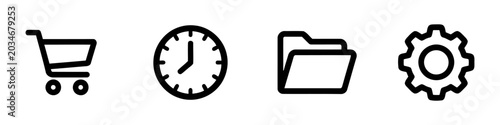 Quadro su tela Set of four line icons for e-commerce and utility functions