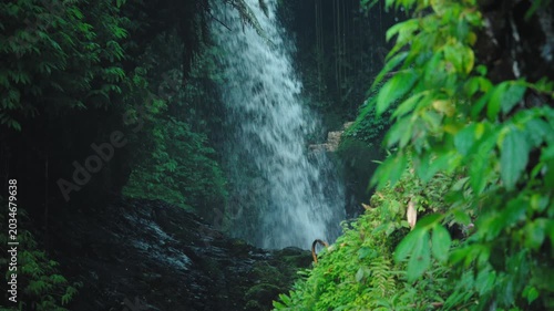 Low Angle View of Waterfall Base with Splashing Water
