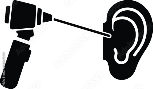 Photos Silhouette design of an otoscope instrument checking a human ear vector